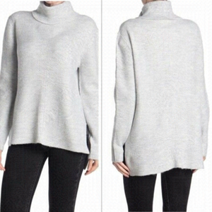 Sweet Romeo Gray Sweater Abstract Ribbed Turtleneck Tunic Sweater Size M